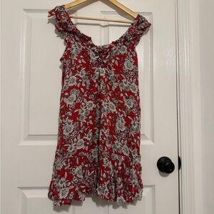 American Eagle Floral Off-Shoulder Red Dress